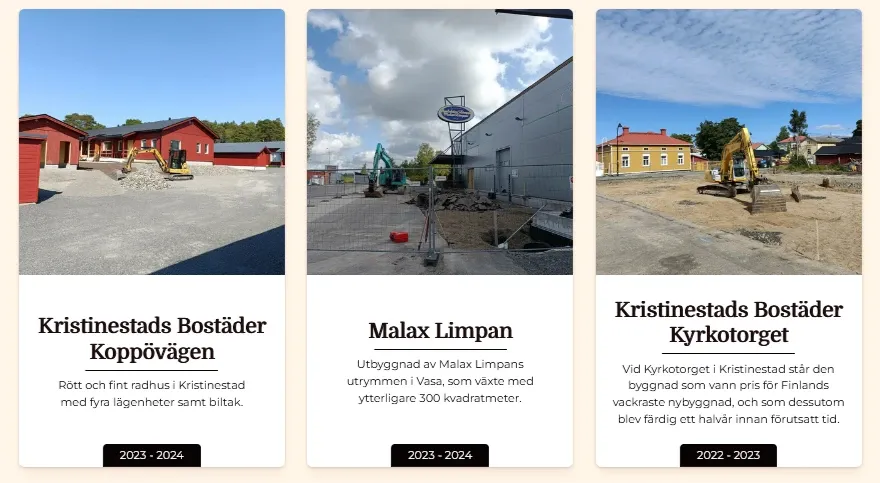 Previous projects that SB Gräv / Kaivuu has worked on.